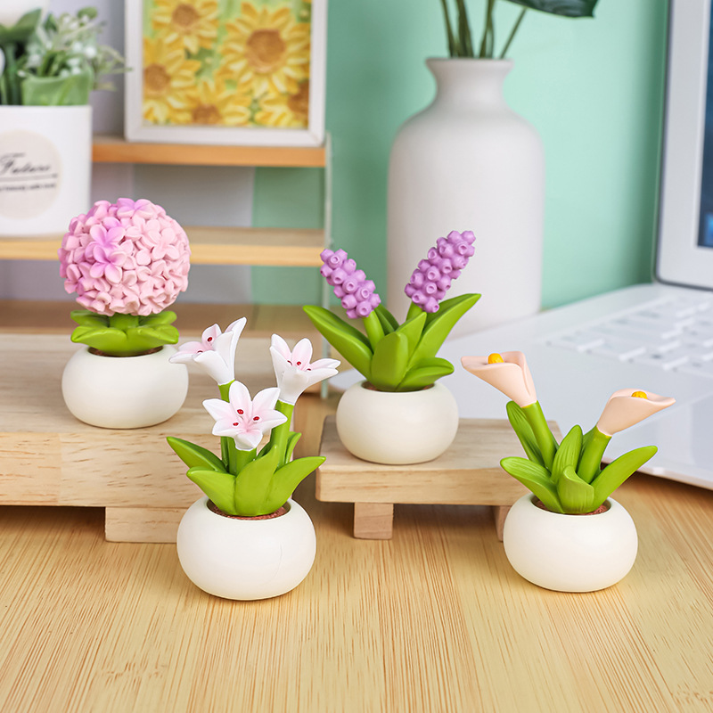 Mini Pc Case - Cute Mini Resin Flower Pot Elf
